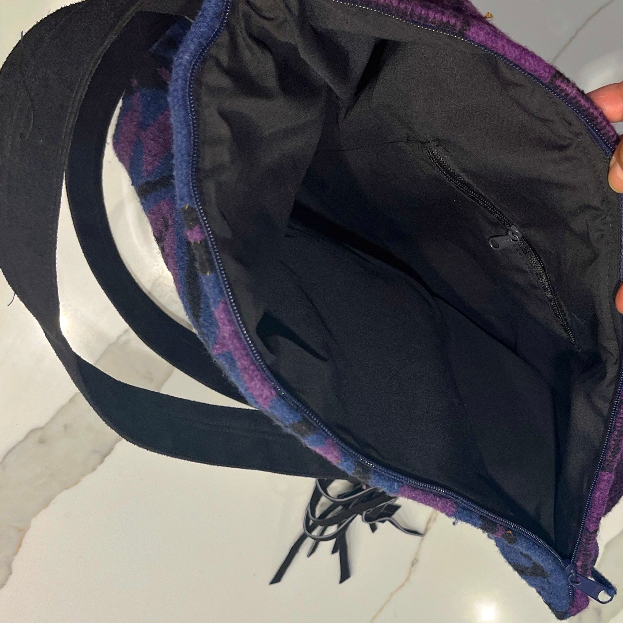 Infinita Fringe Bag Blue Suede image 4