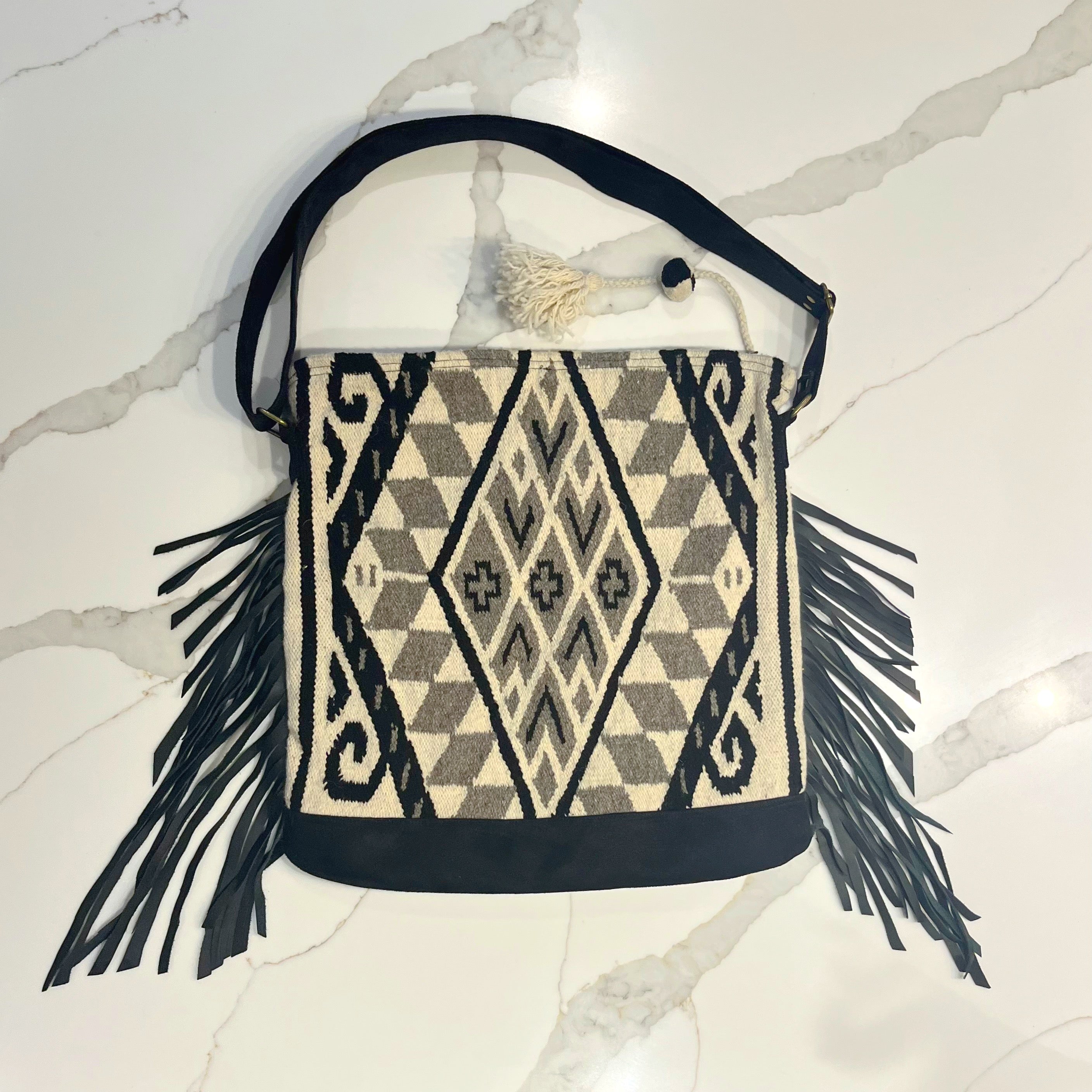 Infinita Fringe Bag Black Suede image 1