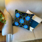 Floral Embroidered Pillowcase, Black Teal image 0