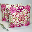 Floral Hand Embroidered Pillowcase, Pink Fields image 0