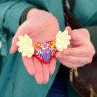 Hand painted Colorful Winged Heart 3” image 1