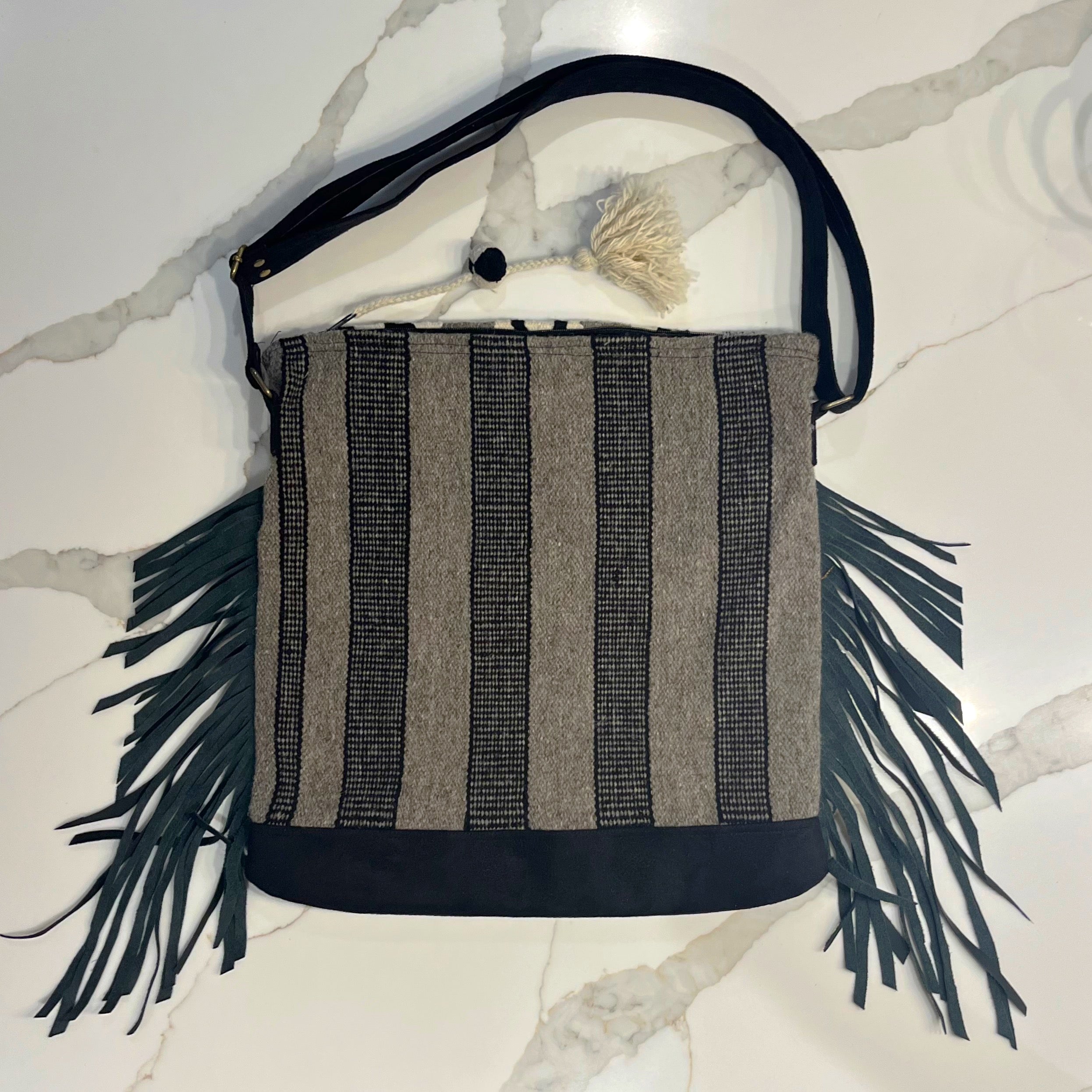 Infinita Fringe Bag Black Suede image 2