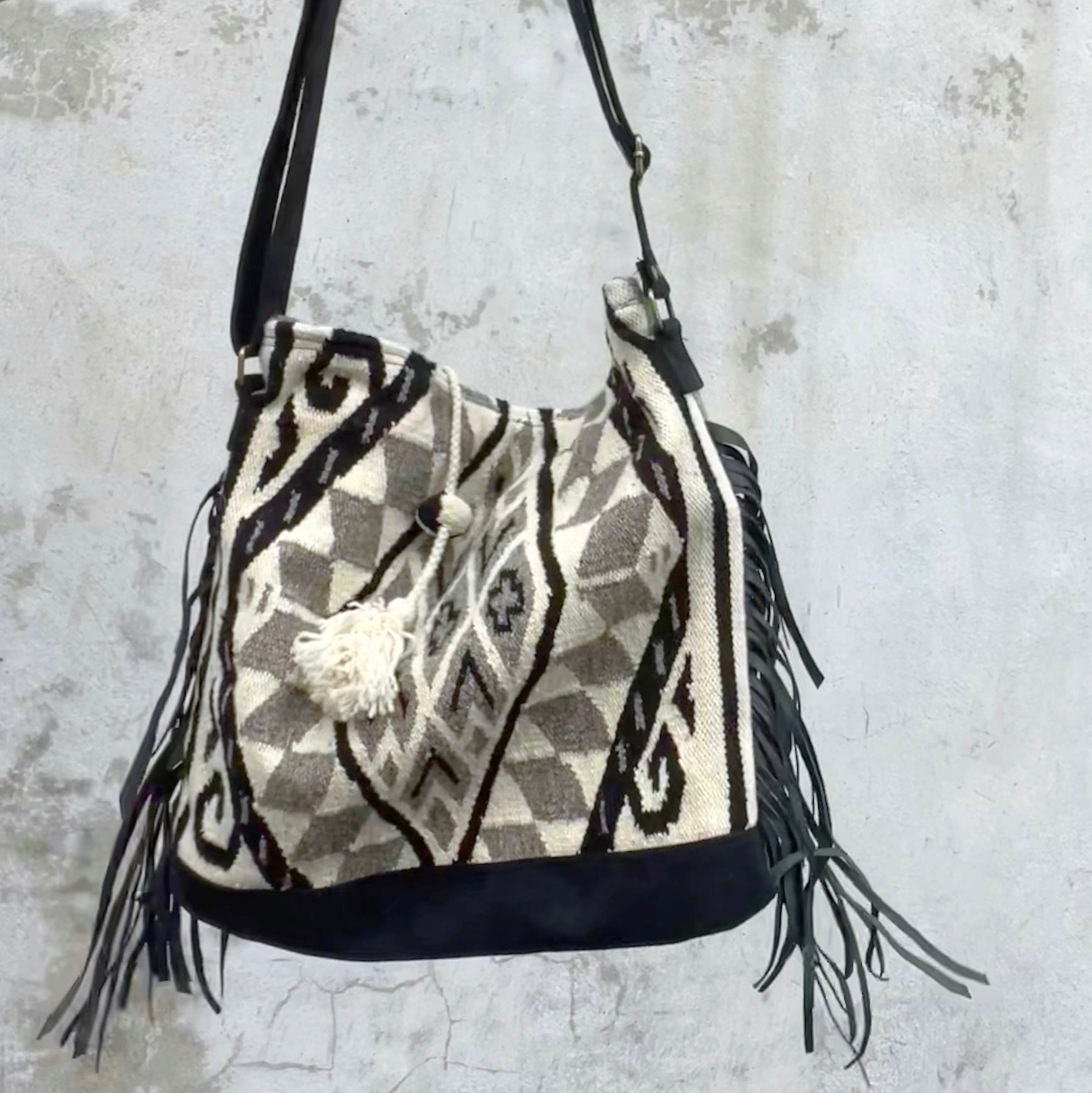 Infinita Fringe Bag Black Suede image 3