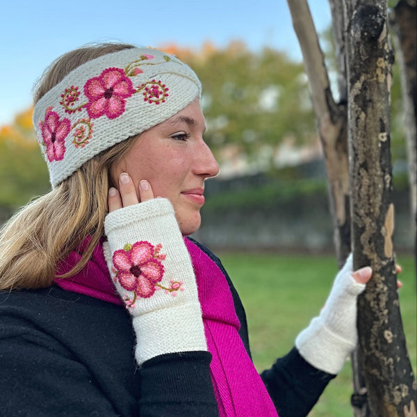 Margarita Hand Knitted Embroidered Wool Ear Warmer