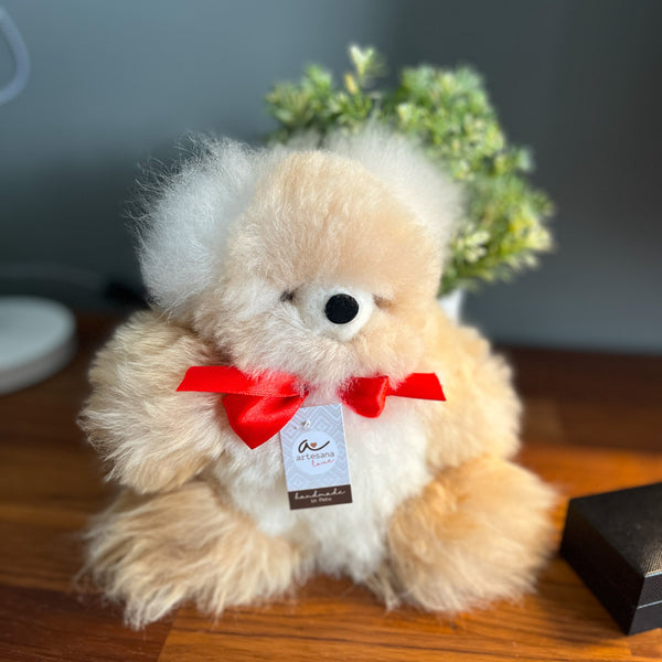 9" Handmade Teddy Bear - Alpaca Plushie
