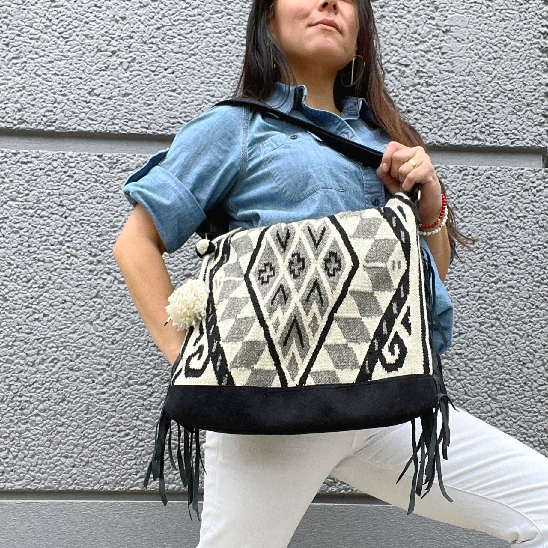 Infinita Fringe Bag Black Suede image 0