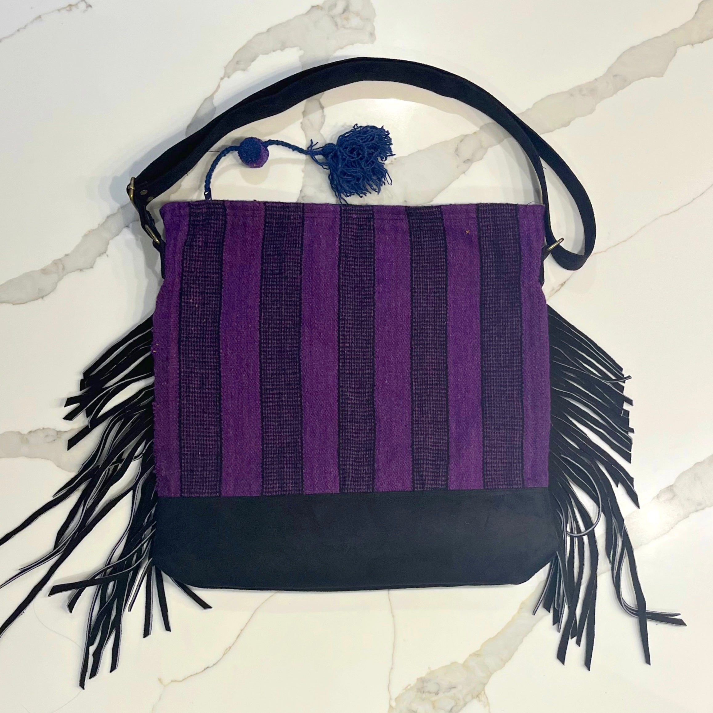 Infinita Fringe Bag Blue Suede image 2