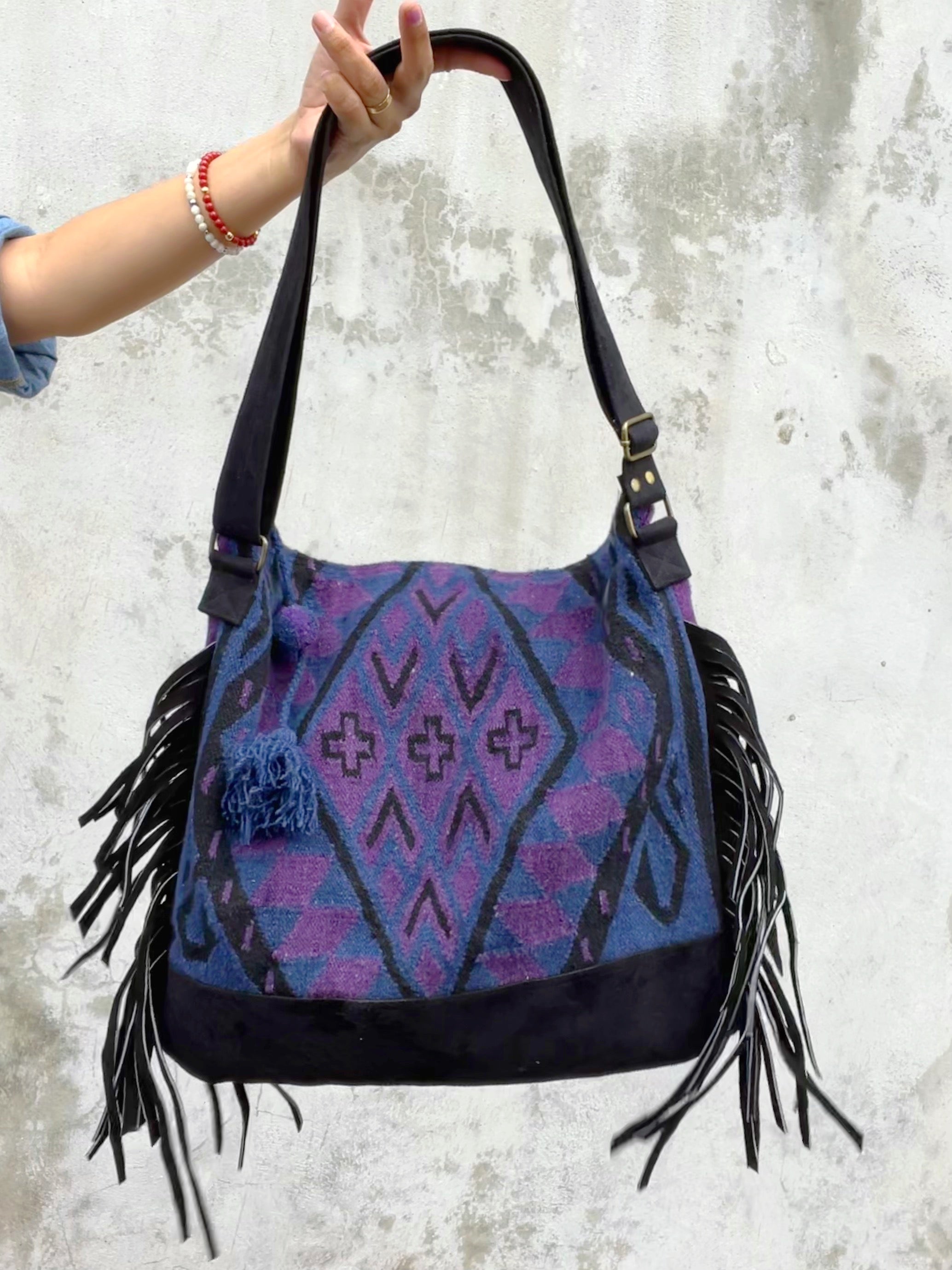 Infinita Fringe Bag Blue Suede image 0